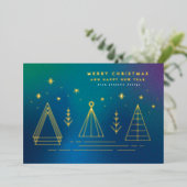 Carte de vacances Monoline Christmas Trees Flat Fo (Debout devant)