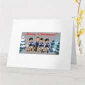 Carte de vacances Montons, jouons au hockey ! (Fleur jaune)