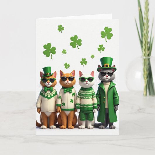 Carte de vacances motif chats Shamrock (Devant)
