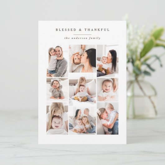 Carte de vacances multi-photo bienheureuse et fièr (Debout devant)