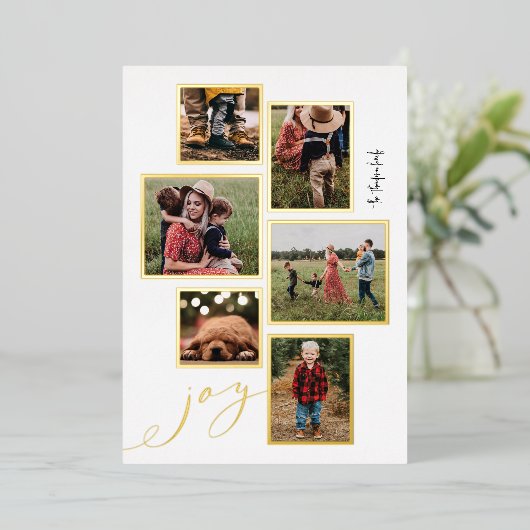 Carte de vacances multi-photo Gold Frame Joy Scrip (Debout devant)