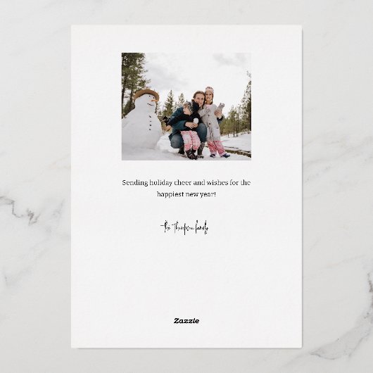 Carte de vacances multi-photo Gold Frame Joy Scrip (Verso)