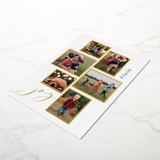 Carte de vacances multi-photo Gold Frame Joy Scrip (Rotation)