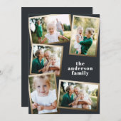 Carte de vacances multi-photo or moderne (Devant / Derrière)