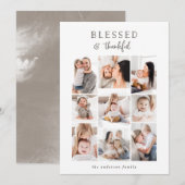 Carte de vacances multi-photos Blessed & Thankful (Devant / Derrière)