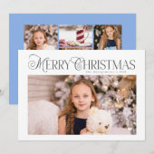 Carte de vacances multi-photos Bleu Hiver Classiqu (Devant / Derrière)