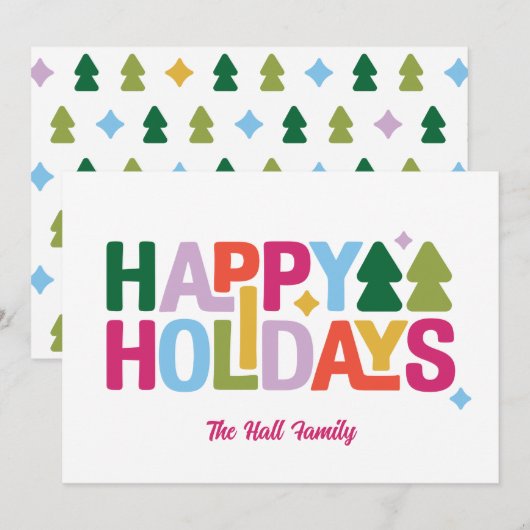 Carte de vacances multicolore aux vibes rétro (Devant / Derrière)