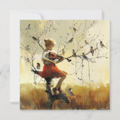 Carte de vacances musicale oiseau chantant violon  (Devant)