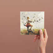 Carte de vacances musicale oiseau chantant violon 