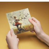 Carte de vacances musicale oiseau chantant violon 