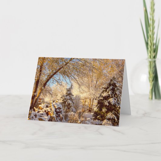 Carte de vacances Neige blanche et soleil doré (Devant)