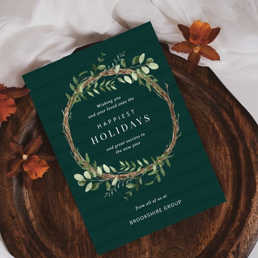 Carte de vacances Neutral Wreath Business