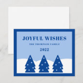 Carte de vacances Noël 2022 Arbres Bleus (Devant / Derrière)