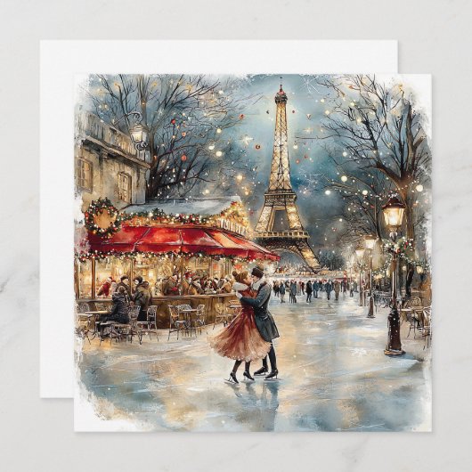 Carte de vacances Noël à Paris (Devant / Derrière)