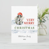 Carte de vacances Noël amusante Raccoonc (Debout devant)