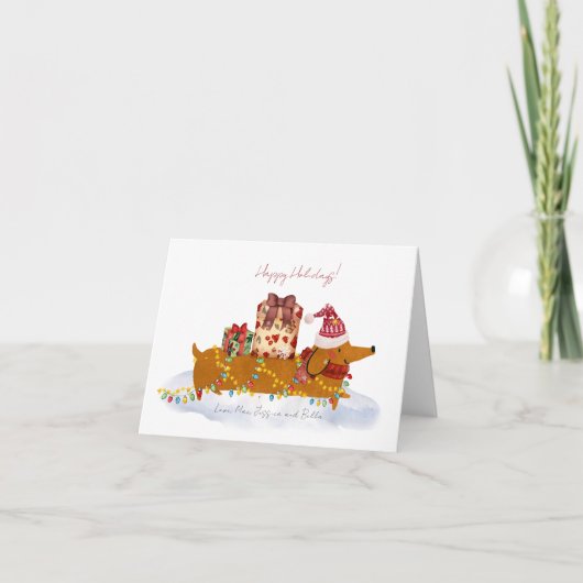 Carte de vacances Noël Dachshund (Devant)