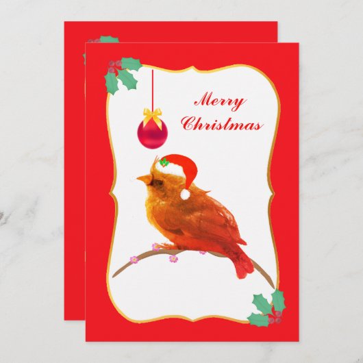 Carte de vacances Noël Little Bird Flat (Devant / Derrière)