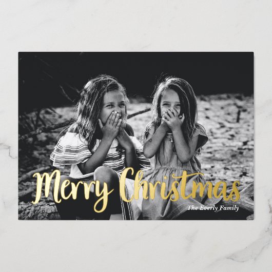 Carte de vacances Noël Merry Foil (Recto)