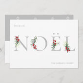 Carte de vacances NOEL ornée de motifs botaniques (Devant / Derrière)