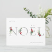 Carte de vacances NOEL ornée de motifs botaniques (Debout devant)