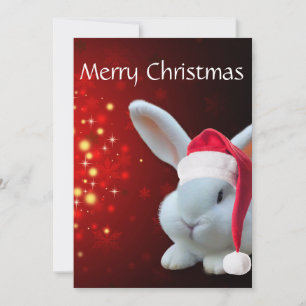 Carte de vacances Noël Père Noël Bunny Flat