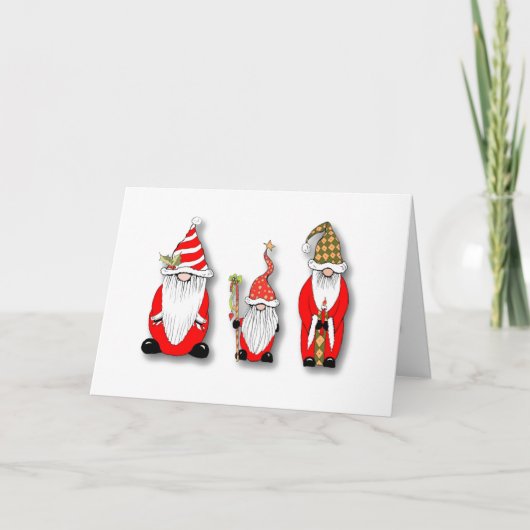 Carte de vacances Noël pliée avec Gnomes (Devant)