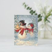 Carte de vacances Noël Snowman Couple (Debout devant)
