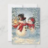 Carte de vacances Noël Snowman Couple (Devant)