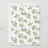 Carte de vacances Noël Watercolor Holly Berries (Dos)