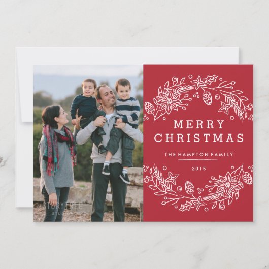 Carte de vacances Noël Wreath - Berry (Devant)