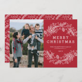 Carte de vacances Noël Wreath - Berry (Devant / Derrière)