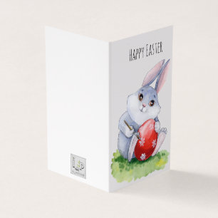 Carte de vacances OEuf de peinture de lapin de Pâq