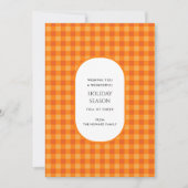 Carte de vacances Orange Buffalo Plaid Typographie (Devant)