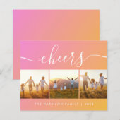 Carte de vacances Orange Pink Photo Budget (Devant / Derrière)