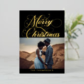 Carte de vacances Ornat Black Gold MerryChristmas  (Debout devant)