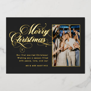Carte de vacances Ornat Dark Grey Joyeux Noël Foil