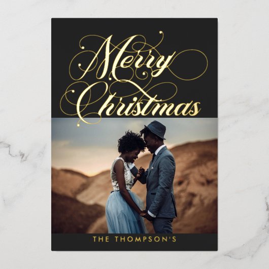 Carte de vacances Ornat Grey Joyeux Noël Foil (Recto)