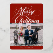 Carte de vacances Ornat Rouge Argent Joyeux Noël F (Recto)