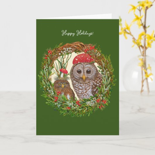 Carte de vacances Owl Friends (Fleur jaune)