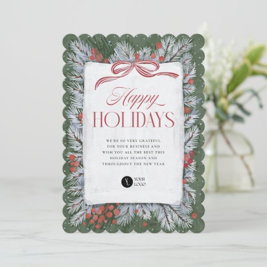 Carte de vacances Painted Pine & Bow Corporate (Debout devant)