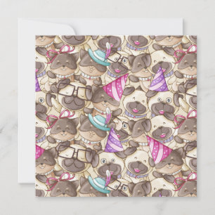 Carte de vacances Party Pugs