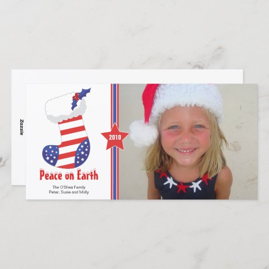 Carte de vacances Patriotic Christmas Stocking (Devant / Derrière)