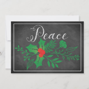 Carte de vacances Peace   Faux Chalkboard, Holly
