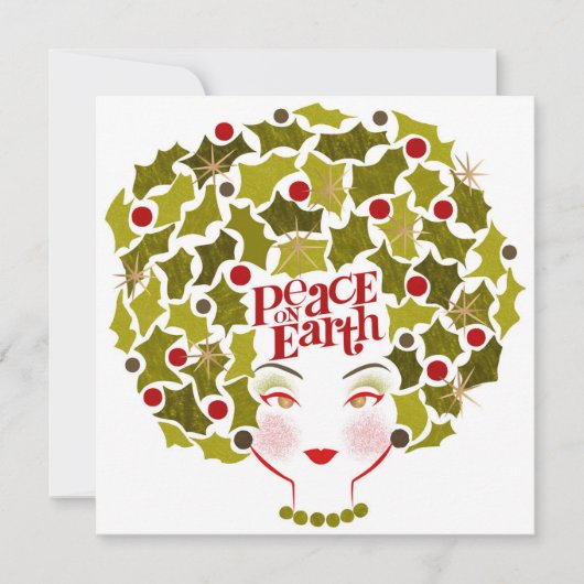 Carte de vacances Peace on Earth Holly Hair (Devant)