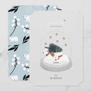 Carte de vacances Peace Polar Bears Snow Globe Gra