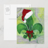 Carte de vacances Père Noël Christmas Fleur of lis (Devant / Derrière)