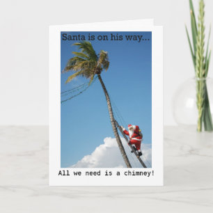 Carte de vacances père Noël Escalade Palm Tree