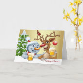 Carte de vacances Père Noël et Reindeer sur mesure (Fleur jaune)