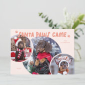 Carte de vacances père Noël Paws Peach Chien photo (Debout devant)