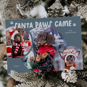 Carte de vacances père Noël Paws Slate Blue Dog Ph